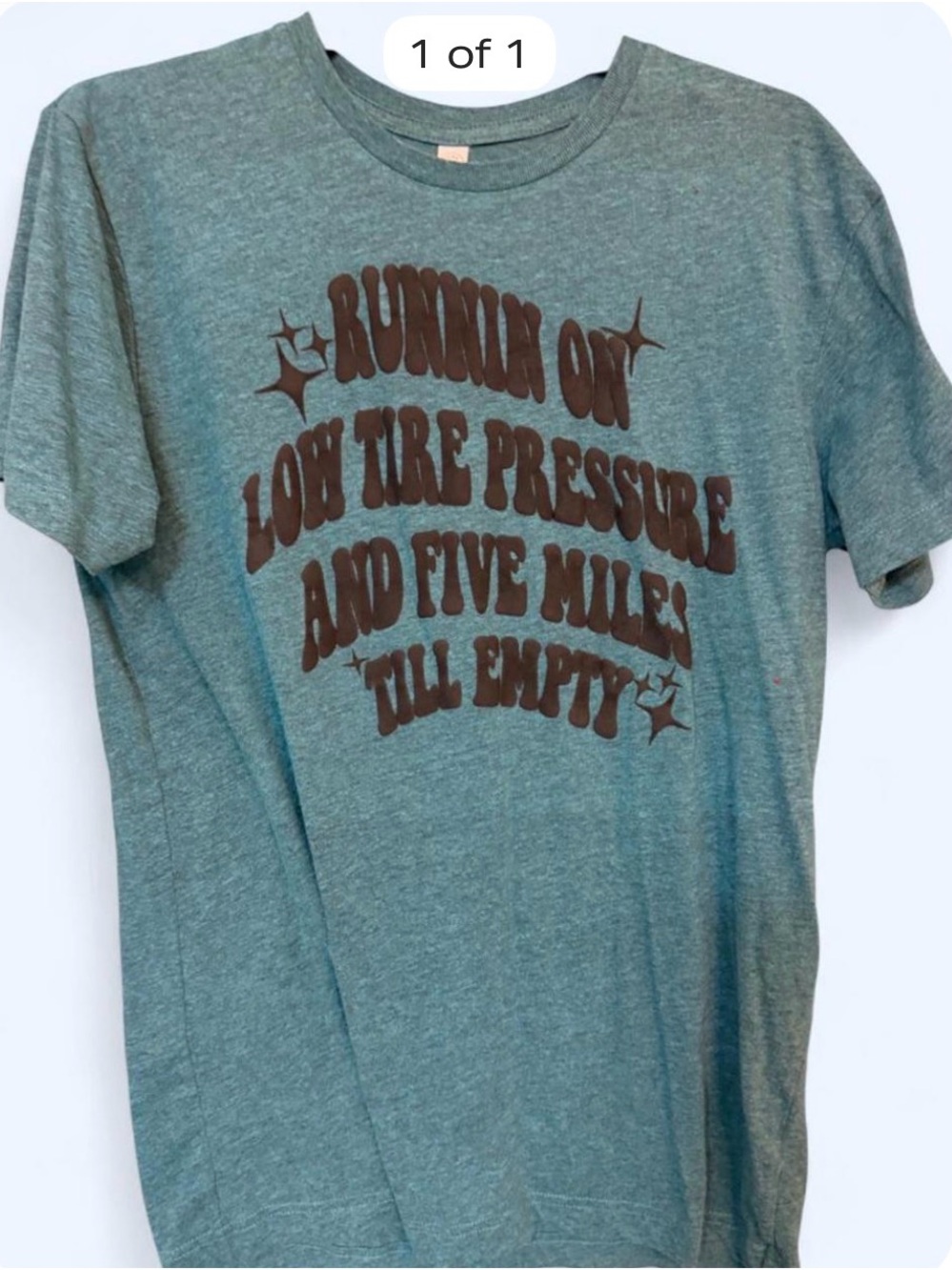 Vintage-Style Blue-Green Short Sleeve Graphic Tee - Unbranded